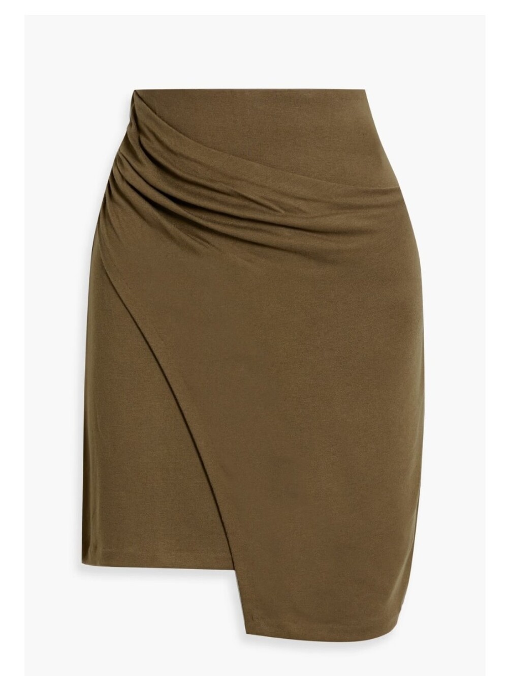 Vince Women's Olive Army Green Jersey Knit Draped MiniSkirt Sz M